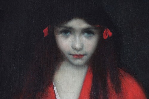Jean-Jacques Henner (1829-1905) - Portrait de jeune fille symboliste - Tableaux et dessins Style Napoléon III