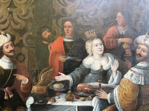XVIIe siècle - Le Banquet d'Esther - École Flamande début XVIIe