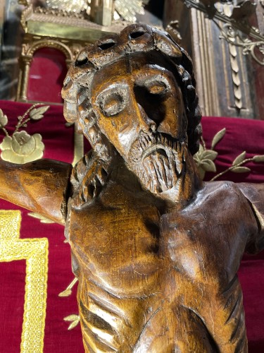 Art sacré, objets religieux  - Représentation du Christ en bois - XVIIIe