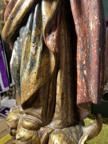  - Vierge du XVIIIe siècle en oraison et sa couronne d'argent