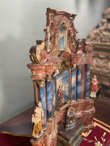 Art sacré, objets religieux  - Retable miniature du XVIIIe siècle