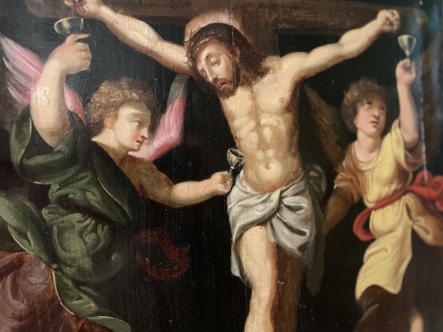 Crucifixion aux trois anges  -17e suiècle - Tableaux et dessins Style 