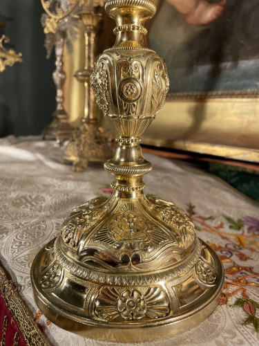 Art sacré, objets religieux  - Calice en vermeil et laiton doré circa 1830