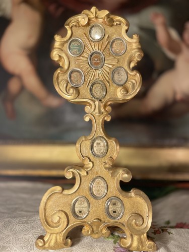 Art sacré, objets religieux  - Paire de monstrances reliquaires aux 22 capsules - Italie XVIIIe siècle