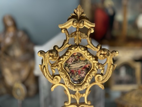 Art sacré, objets religieux  - Monstrance du XVIIIe siècle  de Sainte Agathe aux fleurs