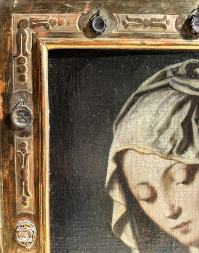 XVIIe siècle - Vierge du XVIIe siècle dans son cadre reliquaires