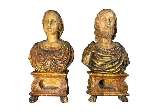 Paire de bustes reliquaires des saints Sylvie et Gordien fin XVIIe