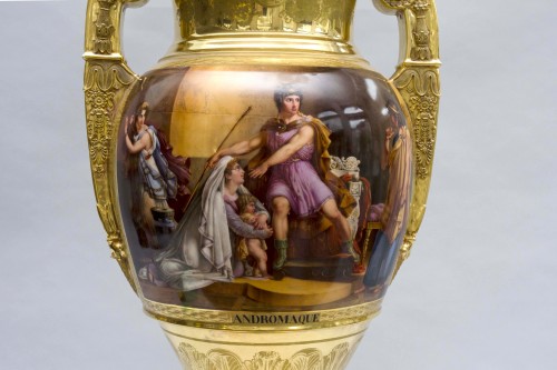 Antiquités - Monumental vase Empire "Andromaque et Pyrrhus", attribué à Darte Frères à Paris
