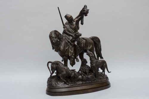 Sculpture Sculpture en Bronze - « Le chasseur kabyle revenant de la chasse » - Arthur Waagen (Memel1833- Paris 1898)