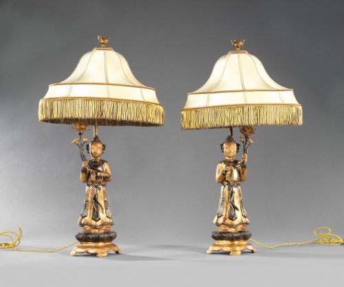 Paire de lampes « aux Guanyins » - Luminaires Style 