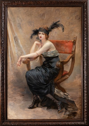 Portrait présumé d’Anna de Noailles - Madeleine Lemaire (1845 - 1928) - Tableaux et dessins Style Art nouveau