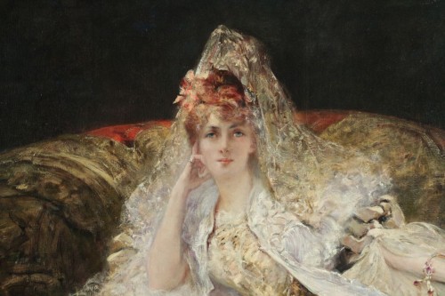 Georges-Jules-Victor CLAIRIN (1843-1919) - Femme à la mantille - Tableaux et dessins Style 