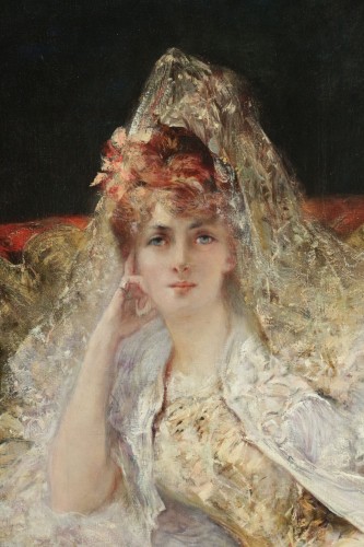 Antiquités - Georges-Jules-Victor CLAIRIN (1843-1919) - Femme à la mantille