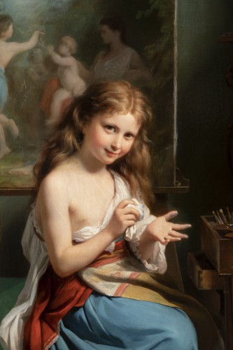 XIXe siècle - Fritz Zuber-Bühler (1822-1896) - Portrait d’une jeune fille dans son atelier