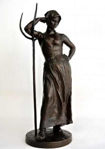 "La Faneuse" d'après Alfred Boucher (1850/1934) - Sculpture Style Art nouveau