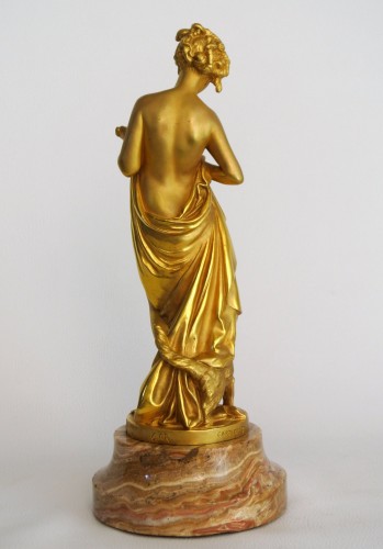 Sculpture Sculpture en Bronze - Baigneuse au chat d'après Carrier-Belleuse (1824-1887)