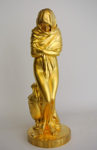 L'Hiver ou la Frileuse d'après Jean Antoine Houdon (1741-1828) - Sculpture Style Art nouveau