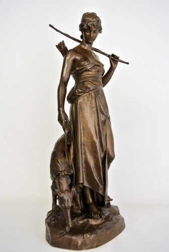 Nymphe de Diane d'après Eugène Aizelin (1821-1902) - Sculpture Style Art nouveau