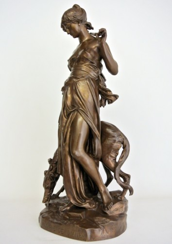Sculpture Sculpture en Bronze - Nymphe de Diane d'après Eugène Aizelin (1821-1902)