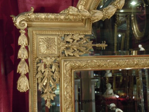 Antiquités - Grand miroir Napoléon III à parcloses