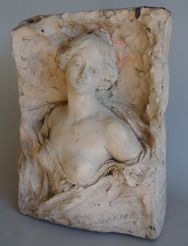 Sculpture Sculpture en Terre cuite - Buste de jeune femme - CH. DESVERGNES