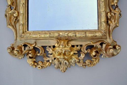 Antiquités - Miroir "Au visage" Italie début XIXe