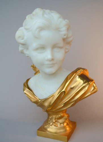 XXe siècle - Buste marbre et bronze par léonard Agathon