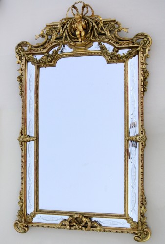 Miroir à réserves d'époque XIXe - Miroirs, Trumeaux Style Napoléon III