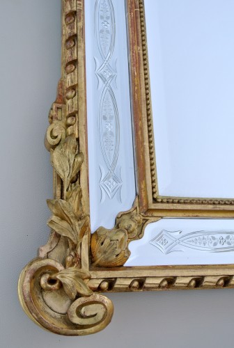 Antiquités - Miroir à réserves d'époque XIXe