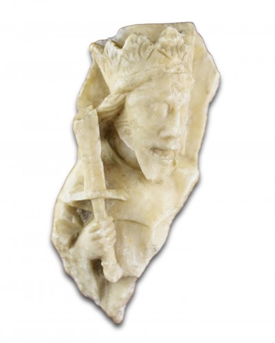Fragment d'albâtre de Nottingham d'un roi, Angleterre XVe siècle - Matthew Holder