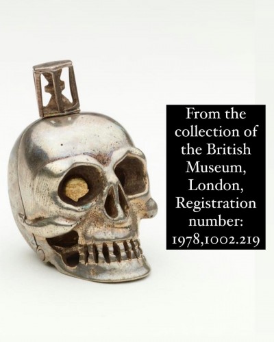 Pomander en argent sous la forme d'un crâne, Allemagne XVIIe siècle - 