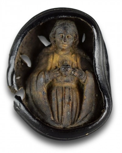 Coeur de mer avec une miniature de la Vierge, Amérique du Sud XVIIe siècle - Art sacré, objets religieux Style 