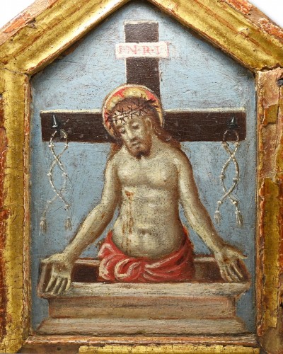 Pax en bois doré peint du Christ ressuscité - Art sacré, objets religieux Style 