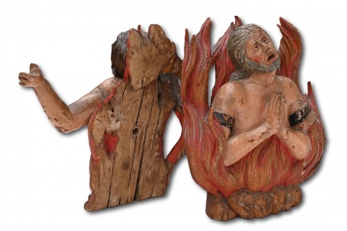  - Sculptures polychromes d'âmes brûlantes au purgatoire