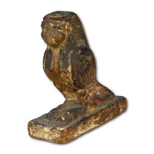 Archéologie  - Oiseau Ba en bois et gesso, Égypte antique vers 304-30 av. JC, période ptolémaïque