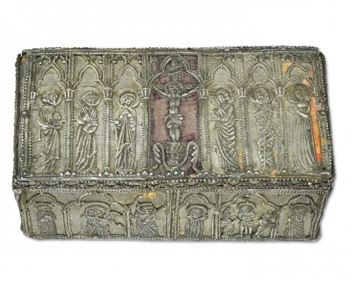 Art sacré, objets religieux  - Coffret en plomb avec scènes de la vie du Christ, 14e/15e siècle