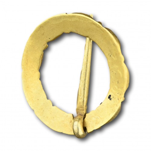 Broche miniature en anneau de dévotion en or, 13e - 14e siècle - Matthew Holder