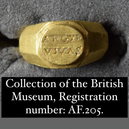  - Bague talismanique ancienne en or avec inscriptions, 3e-4e siècle après JC