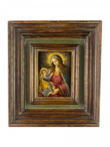 Cabinet peinture de la vierge et de l'enfant. Espagnol, milieu du 17e siècle
