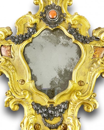 Antiquités - Miroir corail ormolu. Italien, milieu du 18e siècle