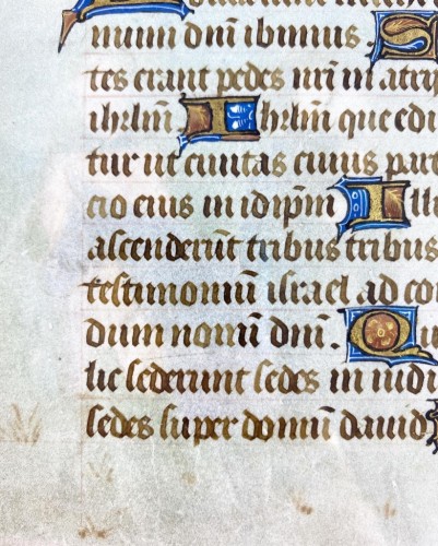 Antiquités - Page manuscrite Fuite en Egypte. Français, peut-être Paris, début du 16e siècle