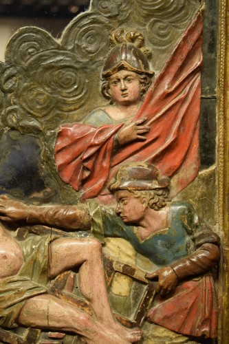 Paire de reliefs en bois de Saint Michel et Laurent,  Espagne 17e siècle - Matthew Holder