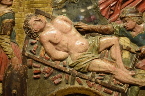 Paire de reliefs en bois de Saint Michel et Laurent,  Espagne 17e siècle - 