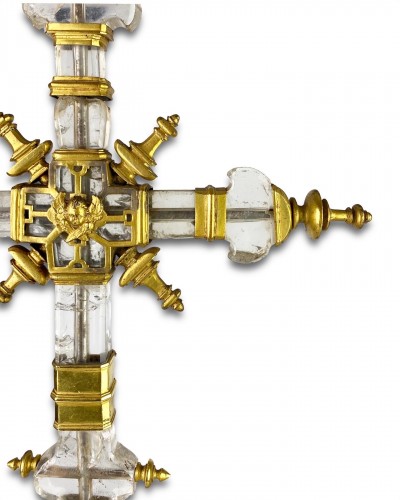 Importante croix processionnelle en cristal de roche, Espagne 13e / 14e siècle - Art sacré, objets religieux Style 