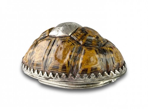 XVIIIe siècle - Tabatière en forme de tortue étoilée en argent, début du XVIIIe siècle