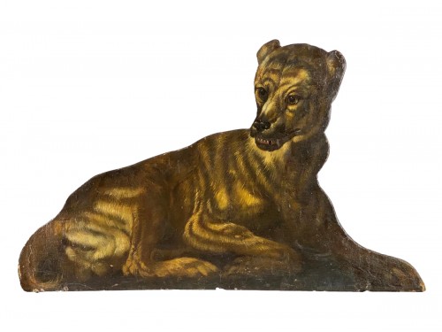 Planche factice en forme de chien couché, Italie fin du 17e siècle