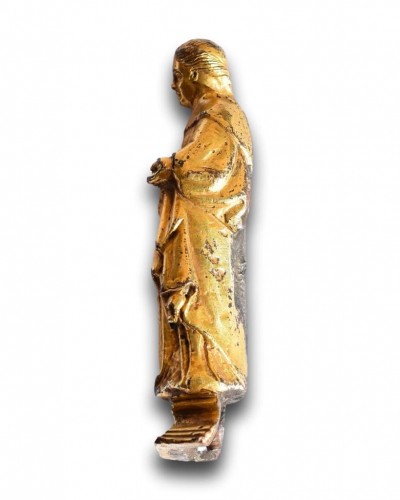 Art sacré, objets religieux  - Bronze doré représentant Sainte Catherine, Italie début du XVe