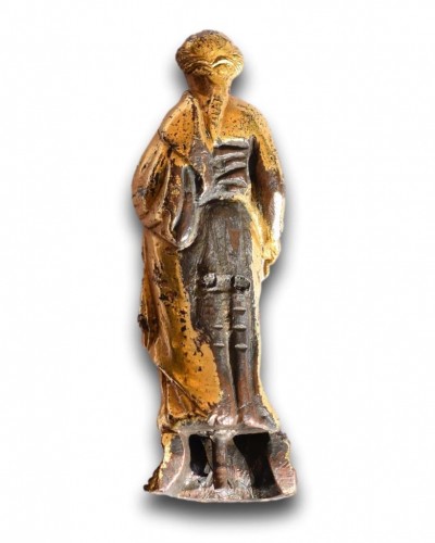 Antiquités - Bronze doré représentant Sainte Catherine, Italie début du XVe