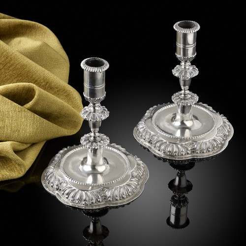 Paire de chandeliers baroques en argent - Argenterie et Arts de la table Style 