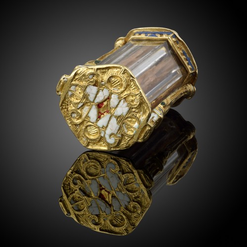 Art sacré, objets religieux  - Très rare bijou de tabernacle en cristal de roche et or en forme de lanterne Mexique,